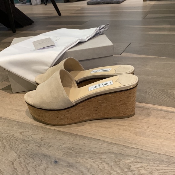Jimmy Choo white sand suede wedge size 9 (39) - Picture 3 of 6